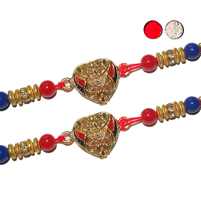 "Designer Fancy Rakhi - FR-8450 A-code 050 (2 RAKHIS) - Click here to View more details about this Product
